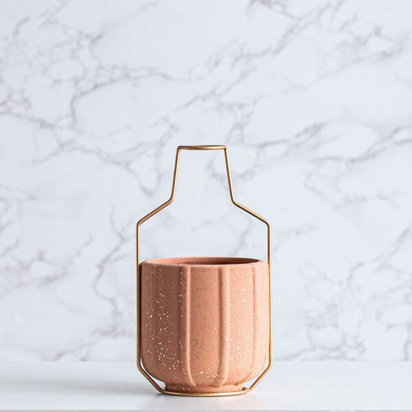 Modern Small Ceramic Vase With Iron Craft - Image 2