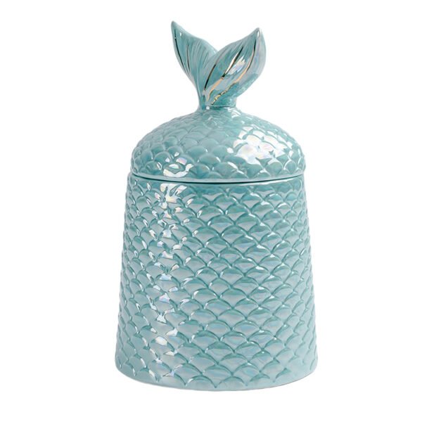 Blue Ceramic Mermaid Cookie Jar
