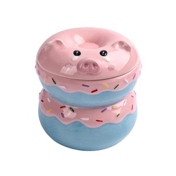 Pig And Donut Design Ceramic Cookie Jar
