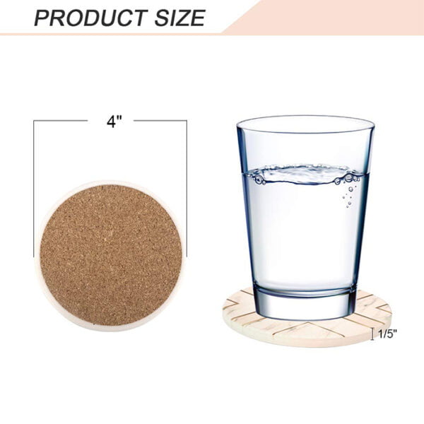 Absorbent Ceramic Coaster With Cork Back - Image 2