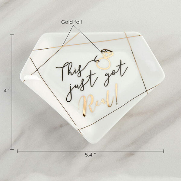 White Diamond Design Ceramic Trinket Dish Ring Holder - Image 2