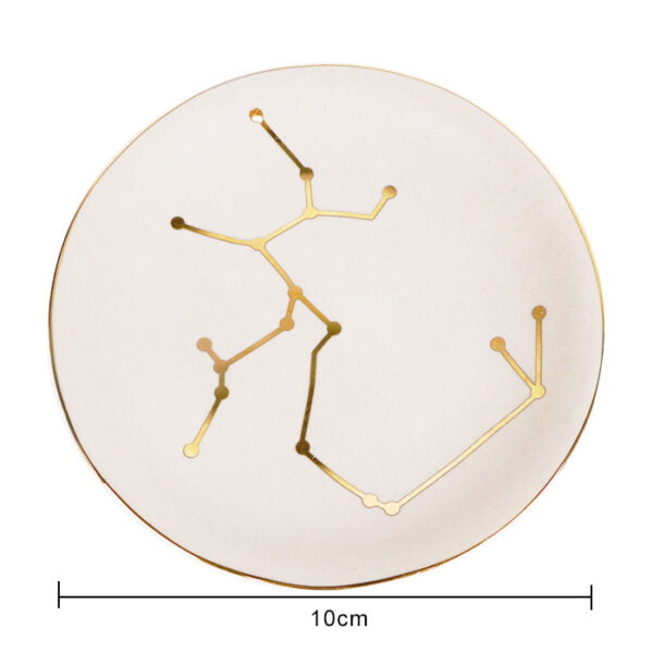 White Porcelain Jewelry Dish With Golden Pattern - Image 2