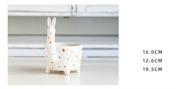 Cute Cartoon Animal Ceramic Alpaca Indoor Plant Pots - Image 4
