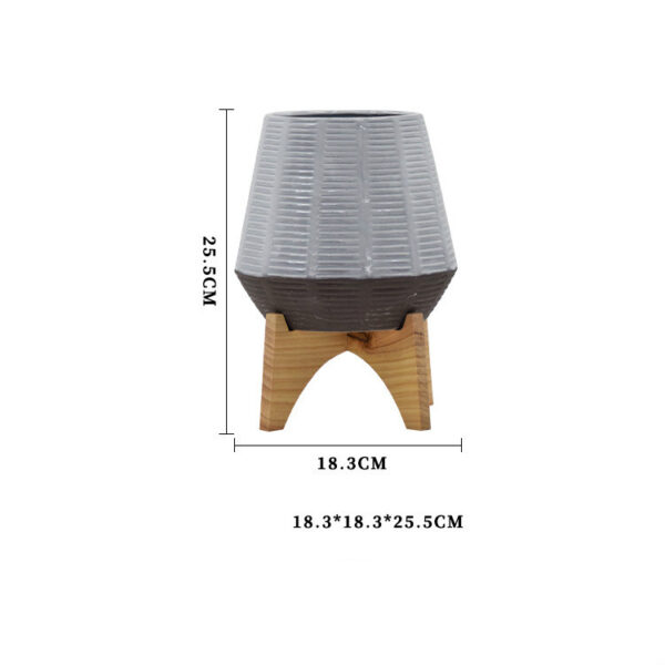Modern Glazed Ceramic Flower Pots Indoor with wooden stand - Image 4