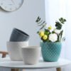 European Style Embossed Trumpet Ceramic Plant Pots