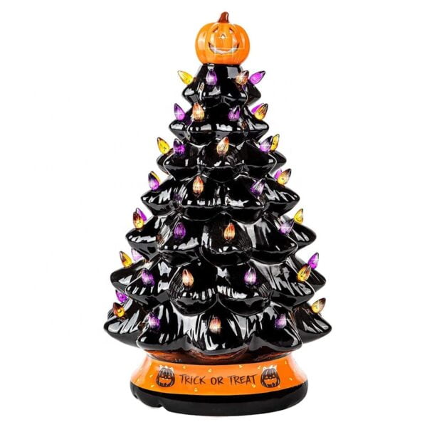 Black Halloween Ceramic Tree With LED Lights